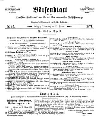 Börsenblatt für den deutschen Buchhandel Donnerstag 23. Februar 1871