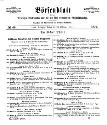 Börsenblatt für den deutschen Buchhandel Freitag 24. Februar 1871