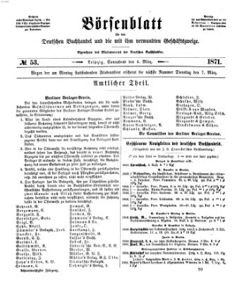 Börsenblatt für den deutschen Buchhandel Samstag 4. März 1871