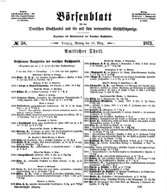 Börsenblatt für den deutschen Buchhandel Montag 13. März 1871