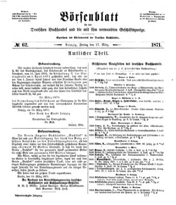 Börsenblatt für den deutschen Buchhandel Freitag 17. März 1871