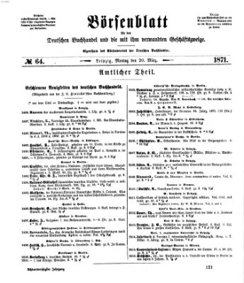 Börsenblatt für den deutschen Buchhandel Montag 20. März 1871