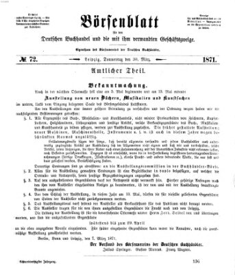 Börsenblatt für den deutschen Buchhandel Donnerstag 30. März 1871