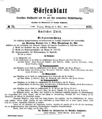 Börsenblatt für den deutschen Buchhandel Montag 3. April 1871