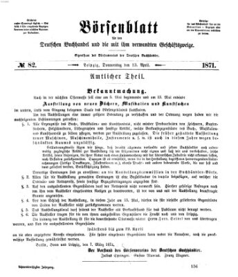 Börsenblatt für den deutschen Buchhandel Donnerstag 13. April 1871