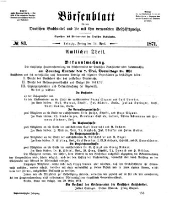 Börsenblatt für den deutschen Buchhandel Freitag 14. April 1871