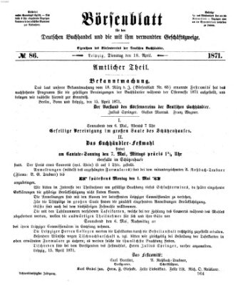 Börsenblatt für den deutschen Buchhandel Dienstag 18. April 1871