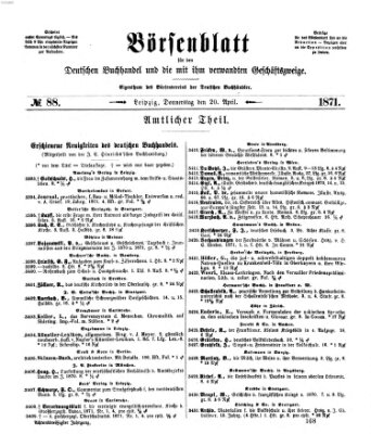 Börsenblatt für den deutschen Buchhandel Donnerstag 20. April 1871