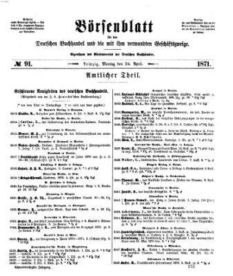 Börsenblatt für den deutschen Buchhandel Montag 24. April 1871