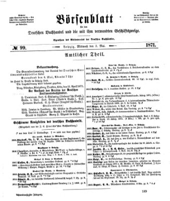 Börsenblatt für den deutschen Buchhandel Mittwoch 3. Mai 1871