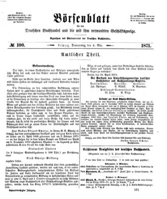 Börsenblatt für den deutschen Buchhandel Donnerstag 4. Mai 1871