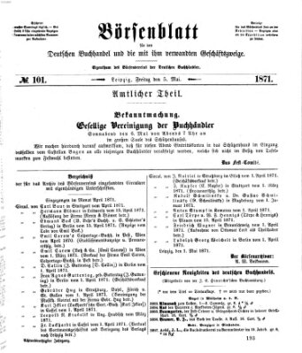 Börsenblatt für den deutschen Buchhandel Freitag 5. Mai 1871