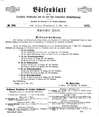 Börsenblatt für den deutschen Buchhandel Donnerstag 11. Mai 1871