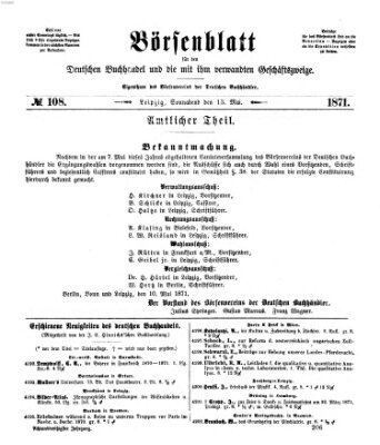 Börsenblatt für den deutschen Buchhandel Samstag 13. Mai 1871