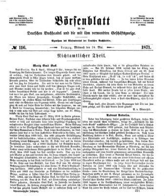 Börsenblatt für den deutschen Buchhandel Mittwoch 24. Mai 1871