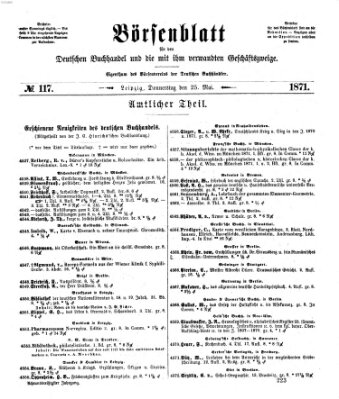 Börsenblatt für den deutschen Buchhandel Donnerstag 25. Mai 1871