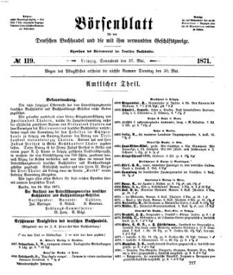 Börsenblatt für den deutschen Buchhandel Samstag 27. Mai 1871