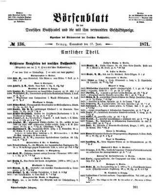 Börsenblatt für den deutschen Buchhandel Samstag 17. Juni 1871