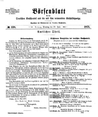 Börsenblatt für den deutschen Buchhandel Dienstag 20. Juni 1871