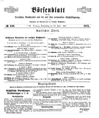 Börsenblatt für den deutschen Buchhandel Donnerstag 22. Juni 1871