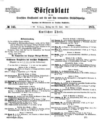 Börsenblatt für den deutschen Buchhandel Freitag 23. Juni 1871