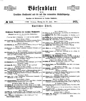 Börsenblatt für den deutschen Buchhandel Montag 26. Juni 1871