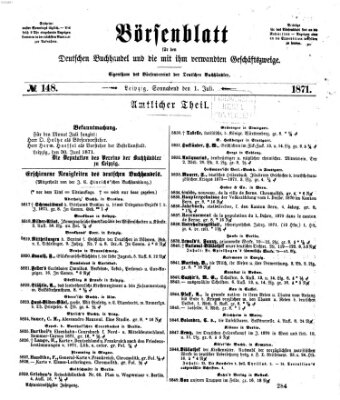 Börsenblatt für den deutschen Buchhandel Samstag 1. Juli 1871