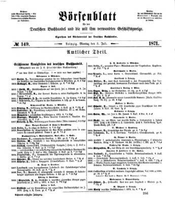 Börsenblatt für den deutschen Buchhandel Montag 3. Juli 1871