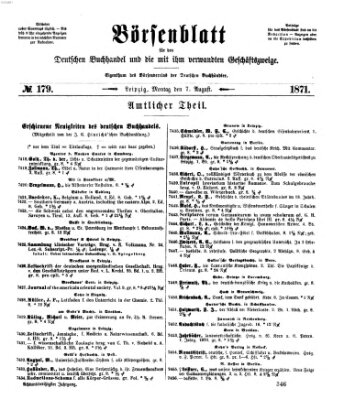 Börsenblatt für den deutschen Buchhandel Montag 7. August 1871