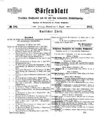 Börsenblatt für den deutschen Buchhandel Mittwoch 9. August 1871