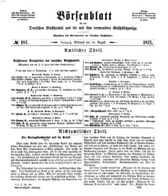 Börsenblatt für den deutschen Buchhandel Mittwoch 16. August 1871