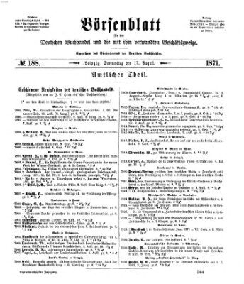 Börsenblatt für den deutschen Buchhandel Donnerstag 17. August 1871