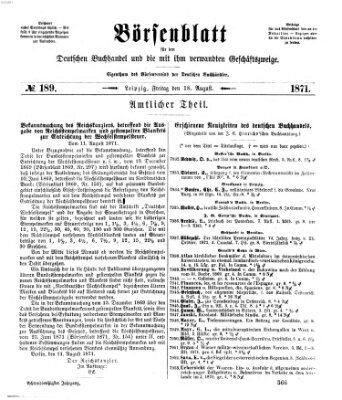 Börsenblatt für den deutschen Buchhandel Freitag 18. August 1871