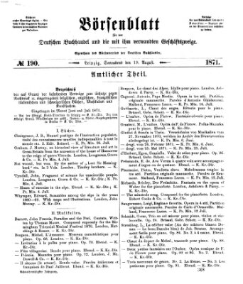 Börsenblatt für den deutschen Buchhandel Samstag 19. August 1871