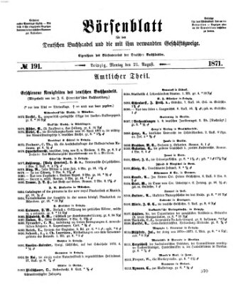 Börsenblatt für den deutschen Buchhandel Montag 21. August 1871