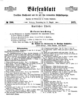 Börsenblatt für den deutschen Buchhandel Donnerstag 31. August 1871