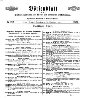 Börsenblatt für den deutschen Buchhandel Donnerstag 14. September 1871