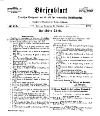 Börsenblatt für den deutschen Buchhandel Freitag 15. September 1871