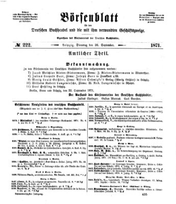 Börsenblatt für den deutschen Buchhandel Dienstag 26. September 1871