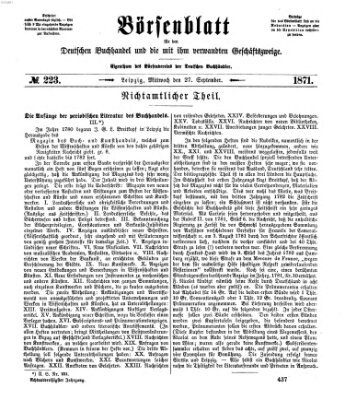 Börsenblatt für den deutschen Buchhandel Mittwoch 27. September 1871