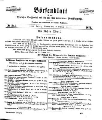 Börsenblatt für den deutschen Buchhandel Mittwoch 18. Oktober 1871