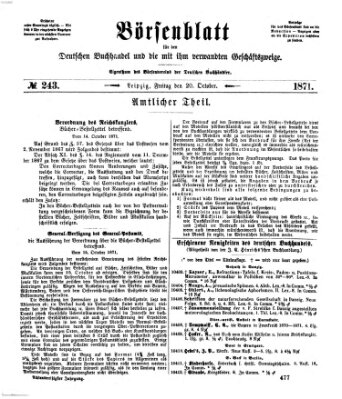 Börsenblatt für den deutschen Buchhandel Freitag 20. Oktober 1871