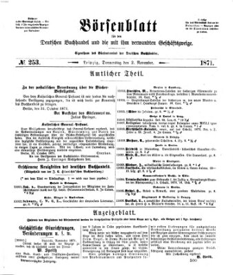 Börsenblatt für den deutschen Buchhandel Donnerstag 2. November 1871