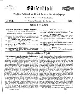 Börsenblatt für den deutschen Buchhandel Mittwoch 15. November 1871