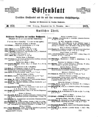 Börsenblatt für den deutschen Buchhandel Samstag 25. November 1871