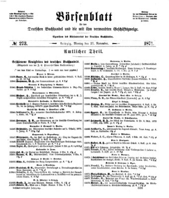 Börsenblatt für den deutschen Buchhandel Montag 27. November 1871