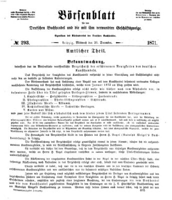 Börsenblatt für den deutschen Buchhandel Mittwoch 20. Dezember 1871