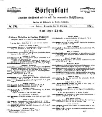 Börsenblatt für den deutschen Buchhandel Donnerstag 21. Dezember 1871