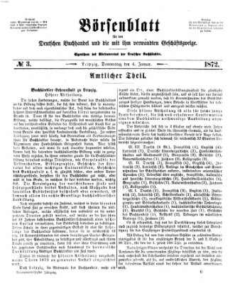 Börsenblatt für den deutschen Buchhandel Donnerstag 4. Januar 1872