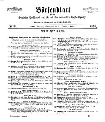 Börsenblatt für den deutschen Buchhandel Samstag 27. Januar 1872